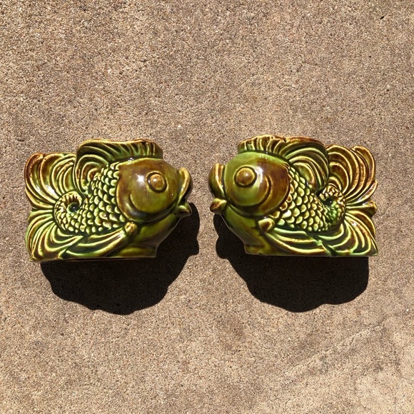 Vintage Handmade Ceramic Fish Candle Holder Set 1970’s Art - Picture 1 of 5